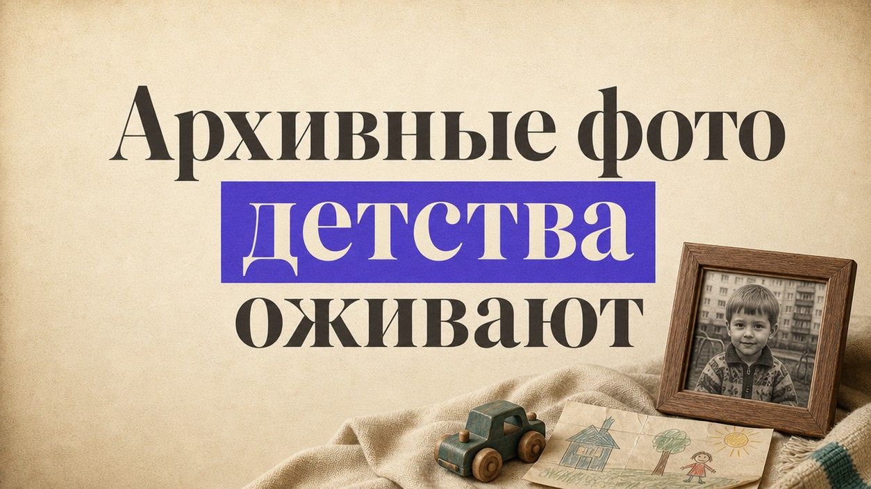 Оживить фото ребёнка и фото детства нейросетью: два сценария для подарка