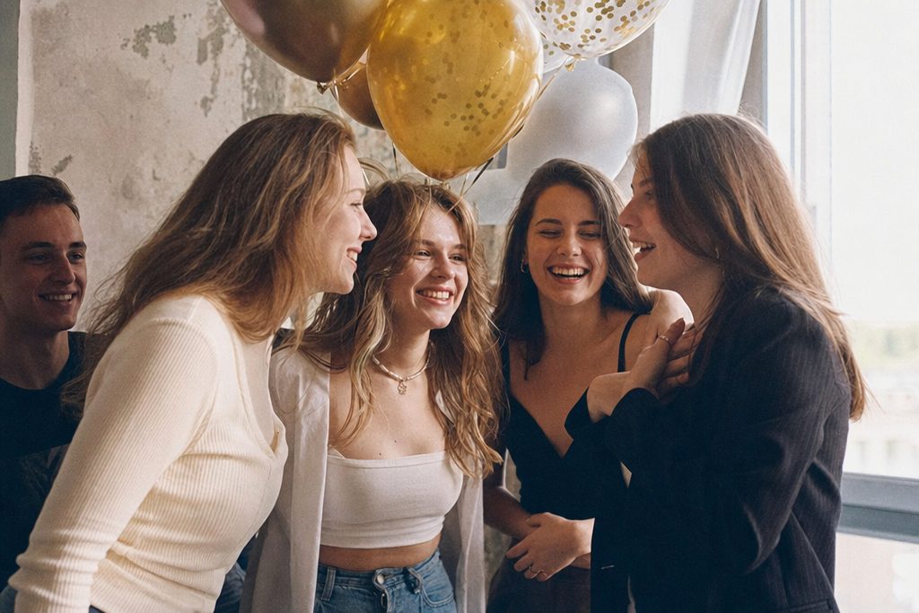 Компания друзей на 18-летии