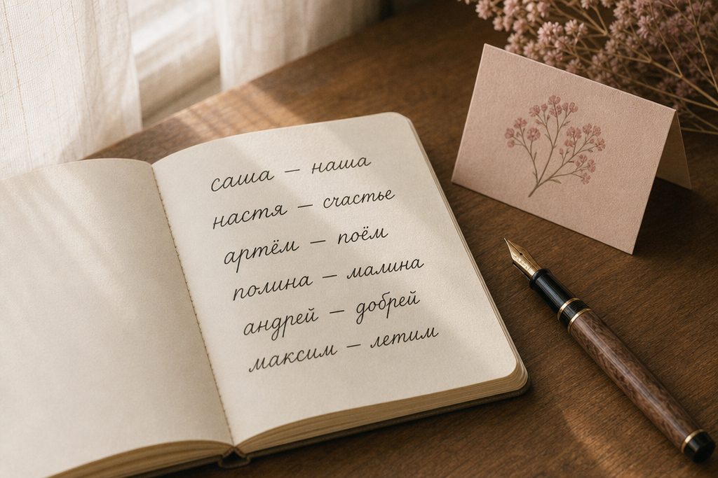 Список смешных рифм к мужским именам на бумаге
