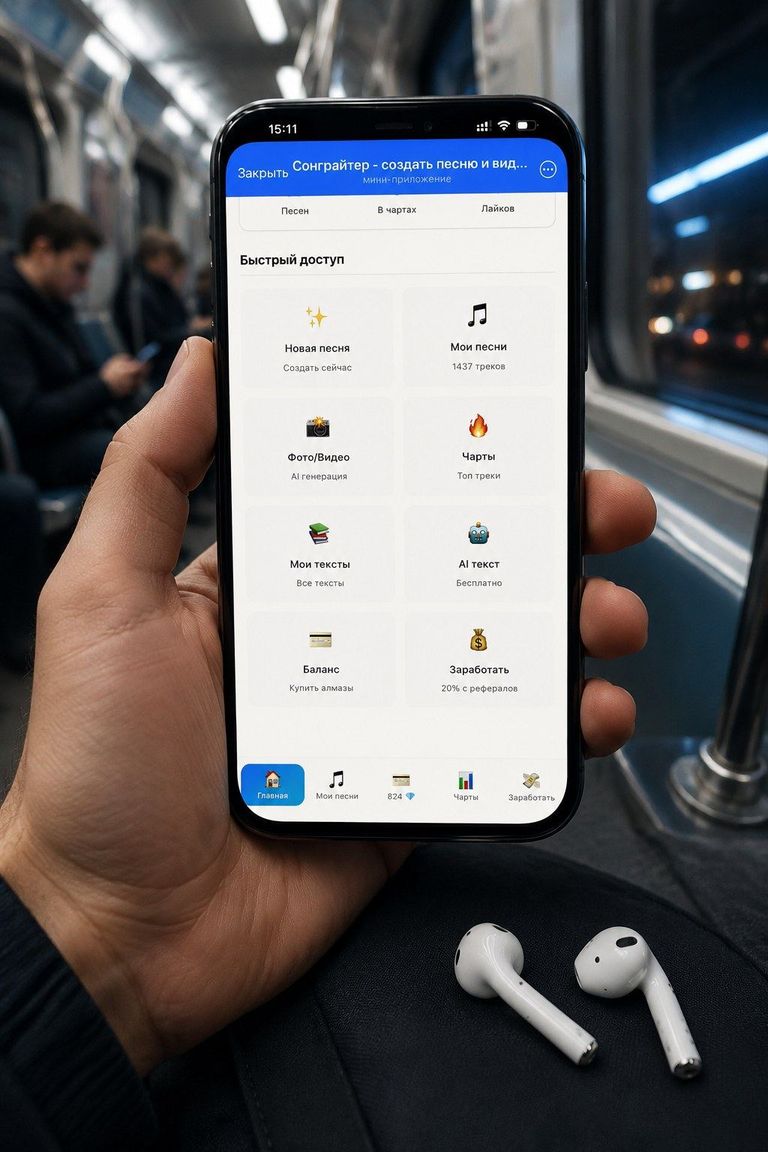 Главный экран Сонграйтера в Telegram-боте @easysongbot